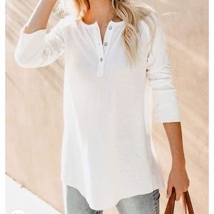 Henley Shirt Waffle Knit Top